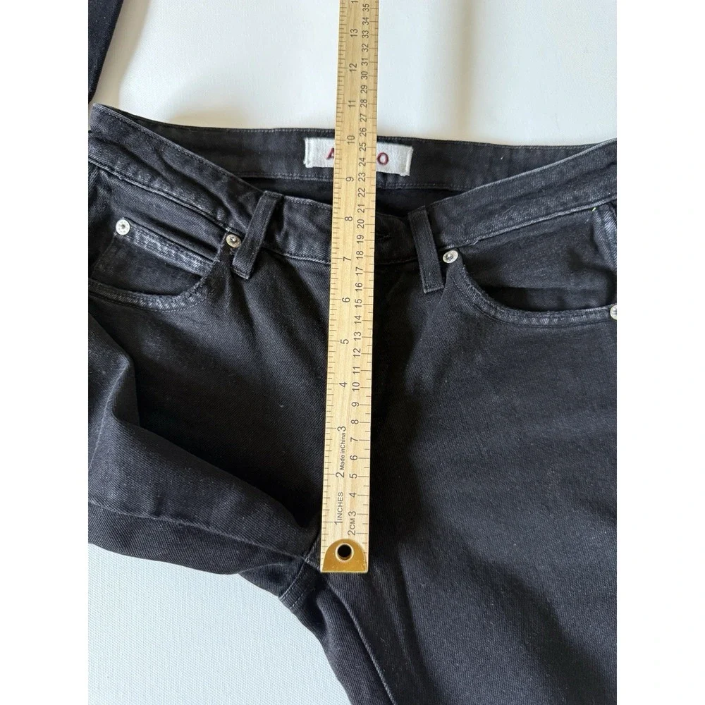AMO Womens Black Low Rise Dark Wash Black Magic Stix Crop Leg Jeans Size 26‎
